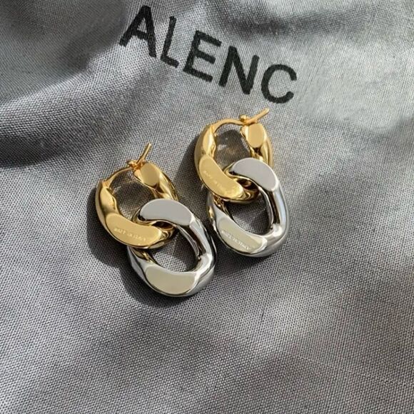 Naked Hanger 925 Sterling Silver Color Block Interlocking Hoop Earring - Picture 3 of 5